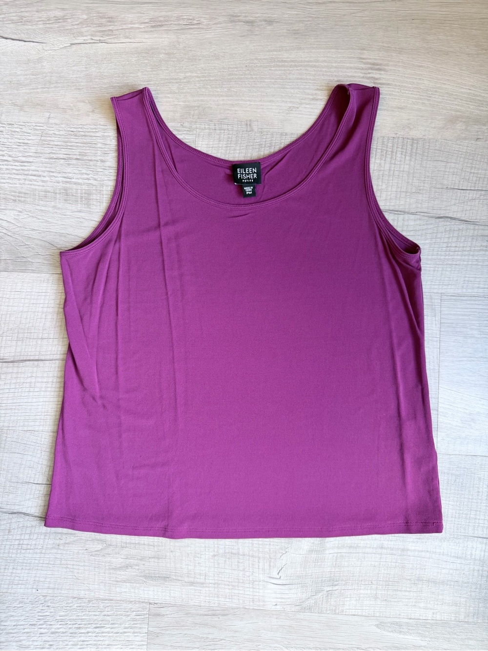 Eileen Fisher 100% Silk Berry Plum Scoop Neck Tank Top Petite Medium PM